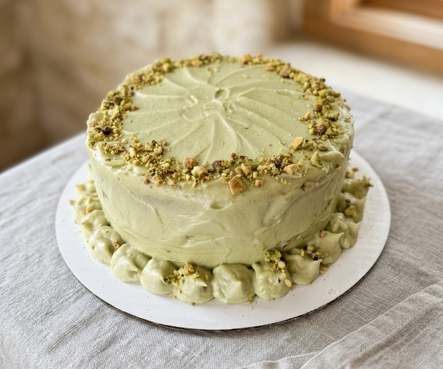 Pistachio Cake with Slice